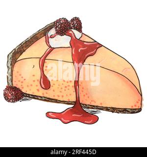 Aquarelle Donut-Käsekuchen Eiscreme Kirschhimbeere Illustration Stockfoto