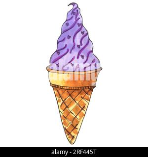 Aquarelle Donut-Käsekuchen Eiscreme Kirschhimbeere Illustration Stockfoto