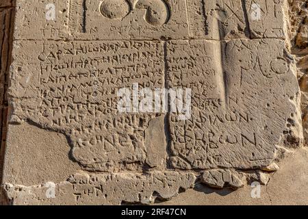 Graffiti an einer Wand, Philae, Ägypten Stockfoto