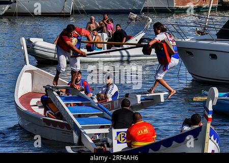 Marseille, Frankreich. 30. Juli 2023. Während der Provenzalturniere in Marseille treten die Jünger in ein Duell ein. (Foto: Gerard Bottino/SOPA Images/Sipa USA) Guthaben: SIPA USA/Alamy Live News Stockfoto