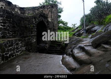27. Juli 2023, Shivneri Fort ist eine militärische Festung aus dem 17. Jahrhundert, es ist der Geburtsort von Chhatrapati Shivaji Maharaj, Stockfoto