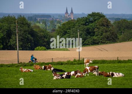 Sonsbecker Schweiz, ein Teil der niederrhenischen Hügelkette, eine Endmoraine mit Rammoberfläche, die während der letzten kalten Zeit, der Eiszeit, wi, hochgeschoben wurde Stockfoto