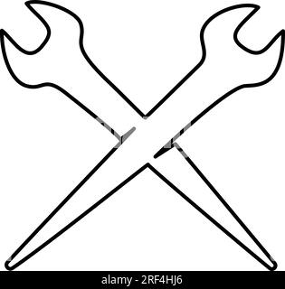 Eisenarbeiter-Spuckschlüssel. Durchgehende Zeichnung mit einer Linie. Haushalte Werkzeuglinienkunst. Vektordarstellung Stock Vektor