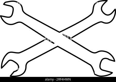 Eisenarbeiter-Spuckschlüssel. Durchgehende Zeichnung mit einer Linie. Haushalte Werkzeuglinienkunst. Vektordarstellung Stock Vektor