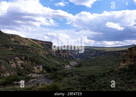 Landschaft Natur im Hells Gate National Park Great Rift Valley Nakuru County Kenia Ostafrika der Hell's Gate National Park liegt südlich des Lake Naivasha i Stockfoto