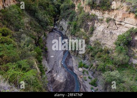 Landschaft Natur im Hells Gate National Park Great Rift Valley Nakuru County Kenia Ostafrika der Hell's Gate National Park liegt südlich des Lake Naivasha i Stockfoto