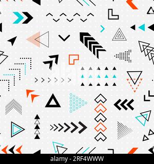 Geometrisches Nahtloses Muster. Hintergrund der abstrakten Geometrie wird wiederholt. Memphis-Form. Wiederholte coole Schulprobe. Design-Drucke. Flippiges Motiv. Wiederhole Stock Vektor