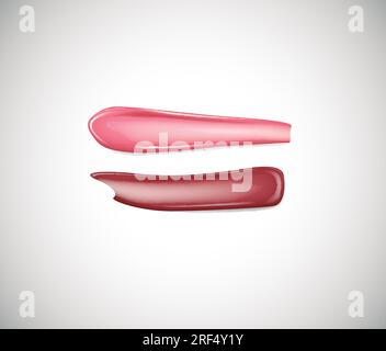 Sammlung von Abstrichen Lippenstift, Flüssigstiftung oder Karamellcreme isoliert auf hellem Hintergrund für Werbeflyer, Banner, Flugblatt. Schönheit und Kosmos Stock Vektor