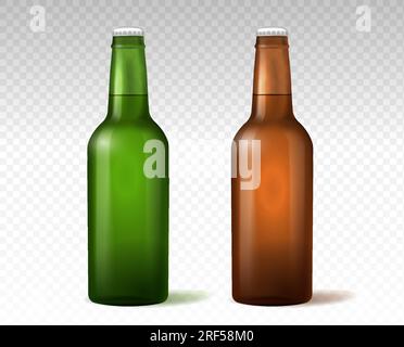 Realistische Bierflaschen im Kopierraum-Vektorset Stock Vektor