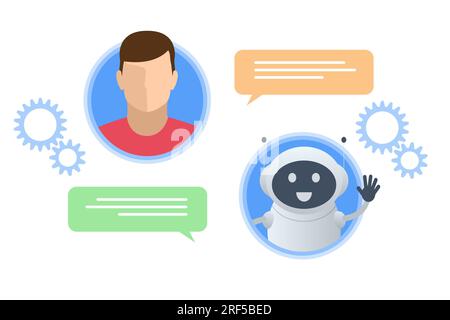 Isometrische Künstliche Intelligenz, Wissen Expertise Intelligenz Lernen. Internet-Verbindung Chatgpt Chat mit KI, künstliche Intelligenz. Stock Vektor