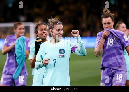 Melbourne, Australien, 31. Juli 2023. Steph Catley aus Australien während des Fußballspiels der Frauen-Weltmeisterschaft zwischen Kanada und Australien im AAMI Park am 31. Juli 2023 in Melbourne, Australien. Kredit: Dave Hewison/Speed Media/Alamy Live News Stockfoto