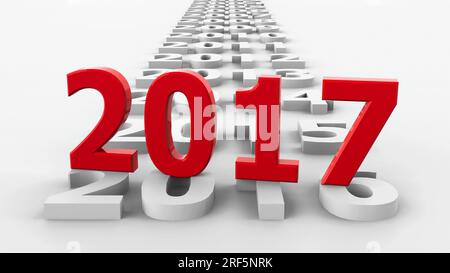 2017 Vergangenheit steht für das neue Jahr 2017, dreidimensionales Rendering, 3D-Darstellung Stockfoto