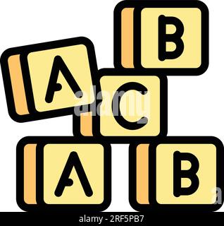 Der Vektor des Symbols „Spielwürfel“. Würfelblock. Baby spielt flach in Farbe Stock Vektor