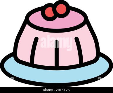 Konturvektor des Jelly-Cake-Symbols. Gelatinebohne. Die Farbe der Süßigkeiten ist flach Stock Vektor
