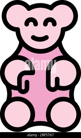 Konturvektor des Gelee-Bär-Symbols. Süßigkeiten. Bohnenkaugummi ist flach Stock Vektor