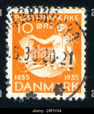 RUSSLAND KALININGRAD, 4. JANUAR 2014: Stempel gedruckt von Dänemark, zeigt Meerjungfrau, circa 1935 Stockfoto