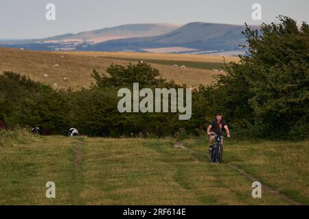 Radfahrer auf dem South Downs Way Stockfoto