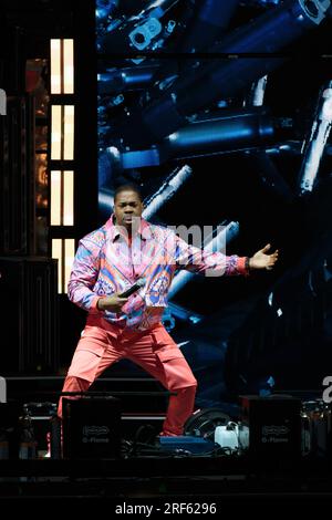 Toronto, Kanada. 31. Juli 2023. Busta Rhymes tritt auf der Bühne auf, um die 50 Cent-Tour „The Final Runde“ in Toronto zu unterstützen: Bobby Singh/Alamy Live News Stockfoto