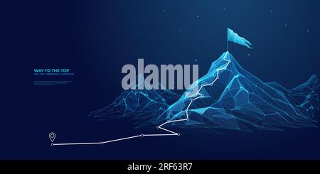 Berg mit einem Weg nach oben. Futuristischer Style zum Ziel Stock Vektor