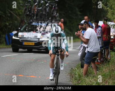 Pau, Frankreich. 30. Juli 2023. KOPECKY Lotte von Team SD Worx während der Tour de France Femmes avec Zwift, Phase 8, Zeitversuch, Pau - Pau (22, 6 km) am 30. Juli 2023 in Frankreich. Foto: Laurent Lairys/ABACAPRESS.COM Kredit: Abaca Press/Alamy Live News Stockfoto