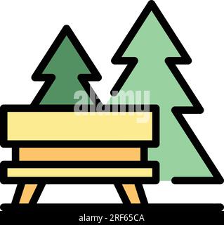 Konturvektor des Symbols der Forstbank. Ökotourismus zu Fuß. Naturfarben flach Stock Vektor