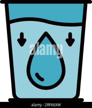 Konturvektor des Symbols für sicheres Wasserglas. Drop speichern. Saubere, umweltfreundliche Farben Stock Vektor