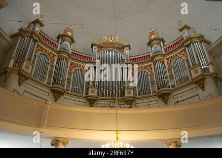 Orgel in der finnischen Evangelischen Lutherischen Kathedrale am Senatsplatz Helsinki, Finnland Stockfoto