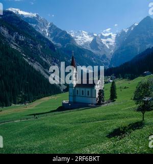 Kirche in Trafoi am Stelvio-Pass, im Ortler MassifSüdtirol, Italien Stockfoto