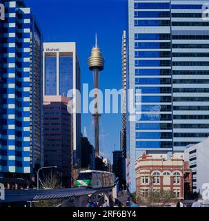 Australien, NSW, Sydney, Monorail, Tower, DER AMP-Turm Stockfoto