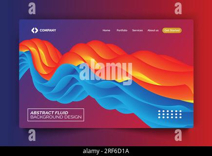 Modernes innovatives Hintergrunddesign für Deckblatt, Landing Page, orangefarbene und blaue 3D-Gradientenwelle Stock Vektor