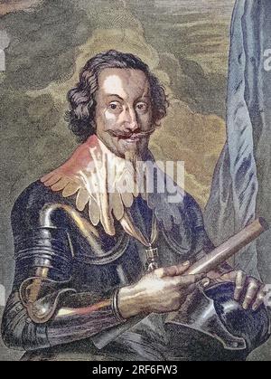 Gottfried Heinrich Graf zu Pappenheim, 8. 1594.-17. Juni. November 1632, war ein General im Dreißigjährigen Krieg, der unter dem Oberbefehl Wallensteins für die Katholische Liga und den Habsburger Kaiser kämpfte, dem die Erfindung der Zahnradpumpe zuist, Deutschland, digitale Verbesserung Reproduktion eines Originaldrucks aus dem 19. Jahrhundert / Gottfried Heinrich Graf zu Pappenheim, 8. Juni 1594 - 17. November 1632, war ein General im Dreißigjährigen Krieg, der unter dem obersten Kommando Wallensteins für die katholische Liga und den Habsburger Kaiser kämpfte und ihm die Inve zuschrieb Stockfoto