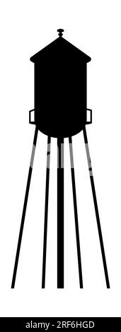 Symbol für Wasserturm. Industriebau mit Wassertank-Schild. Symbol für hohe Behälterhöhe. Logo des Wasserturms. Flacher Stil. Stockfoto