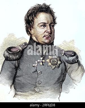 August Wilhelm Antonius Graf Neidhardt von Gneisenau, geboren als August Wilhelm Antonius Neidhardt, 27. Vom 1760. Bis 23. Oktober. August 1831, war ein preußischer Feldmarschall, digitale verbesserte Reproduktion eines Originaldrucks aus dem 19. Jahrhundert / August Wilhelm Antonius Graf Neidhardt von Gneisenau, geboren am 27. August 1760 Wilhelm Antonius Neidhardt, geboren am 23. Oktober 1831, war Preußischer Feldmarschall, digital verbesserte Reproduktion eines Originaldrucks aus dem 19. Jahrhundert Stockfoto