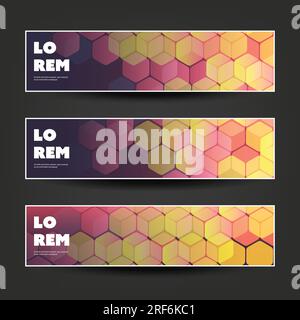 Satz horizontaler Banner- oder Headerdesigns für Geschäftsankündigungen oder Web-Werbevorlagen Stock Vektor