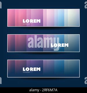 Satz horizontaler Banner- oder Header-Designs für Ihr Unternehmen mit bunten, gestreiften, gemusterten Hintergründen Stock Vektor