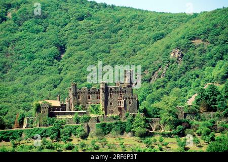 Festung Reichenstein, Trechtingshausen, bei Bingen, Rheinland-Pfalz, Burg Reichenstein, In der Nähe von Bingen, Rheinland-Pfalz, Deutschland, UNESCO Stockfoto