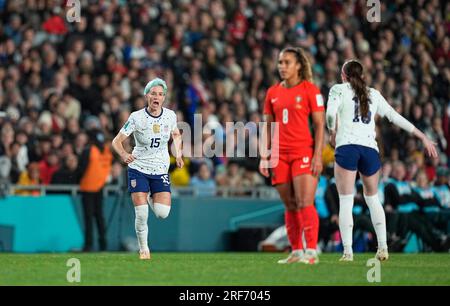 August 01 2023: Megan Rapinoe (USA) schaut während eines Spiels auf , . Kim Price/CSM Stockfoto