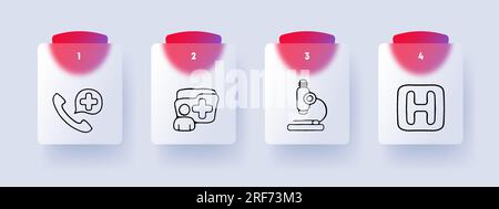 Symbol für Medikamentenzeile. Forschung, Behandlung, Ordner, Arzt, Beratung, Wissenschaft Krankenwagen Glassmorphismus Stil Vektorliniensymbol Stock Vektor