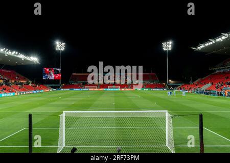 Adelaide, Aus. 01. Aug. 2023. Adelaide, Australien, August 1. 2023: Ein Blick in das Stadion vor dem 2023 stattfindenden FIFA Womens World Cup Group D Fußballspiel zwischen China PR und England im Hindmarsh Stadium in Adelaide, Australien. (NOE Llamas/SPP) Guthaben: SPP Sport Press Photo. Alamy Live News Stockfoto