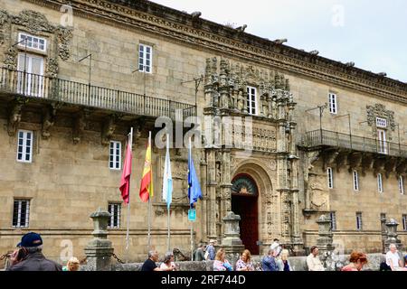 Parador Museo Santiago Luxushotel früher ein Krankenhaus bis 1953 erbaut von den katholischen Königen fertiggestellt 1511 Santiago de Compostela Galicia Spanien Stockfoto