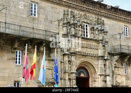 Parador Museo Santiago Luxushotel früher ein Krankenhaus bis 1953 erbaut von den katholischen Königen fertiggestellt 1511 Santiago de Compostela Galicia Spanien Stockfoto