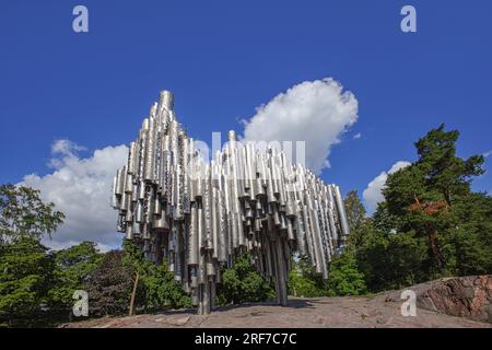 Berühmtes Sibelius-Denkmal im Sibelius-Park in Helsinki - Finnland, Juli 23 2023 Stockfoto