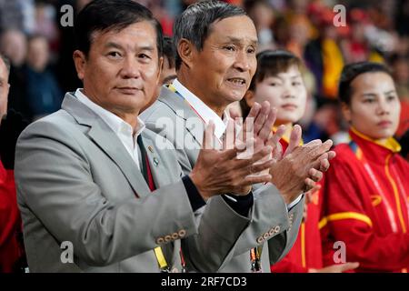 Dunedin, Neuseeland. August 1. 2023. FIFA Frauen-Weltmeisterschaft 2023 Gruppe E – Vietnam gegen Niederlande. Cheftrainer Mai Duc Chung aus Vietnam ist der älteste, der jemals ein Team in der Geschichte der FIFA Frauen-Weltmeisterschaft angeführt hat. Dat Do/Alamy Live News. Stockfoto