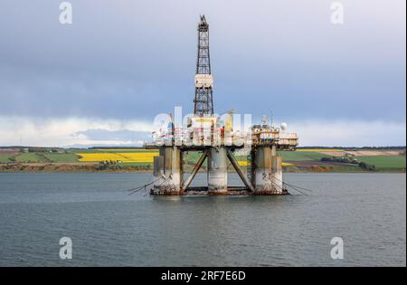 Wagenheber für raue Umgebungen GSF Arctic III, Offshore-Ölbohrplattform, Nordseefelder, Semi-U-Boote, Förderung fossiler Brennstoffe Stockfoto