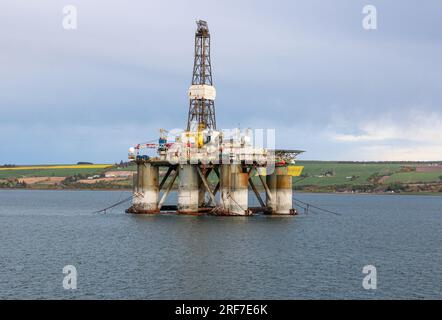 Wagenheber für raue Umgebungen GSF Arctic III, Offshore-Ölbohrplattform, Nordseefelder, Semi-U-Boote, Förderung fossiler Brennstoffe Stockfoto
