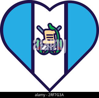 Patriot Heart in den Farben der Nationalflaggen Guatemalas. Festliches Element, Attribute des Guatemala-Unabhängigkeitstages. Cartoon-Vektorsymbol in den nationalen Farben von Stock Vektor