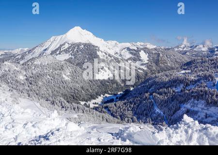 Mont de Grange, Chatel, Wintersportgebiet Portes du Soleil, Haute-Savoie, Frankreich Stockfoto