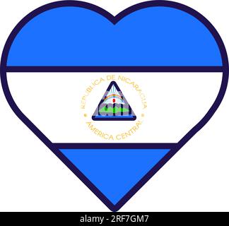 Patriot Heart in den Farben der Nationalflaggen Nicaraguas. Festliches Element, Attribute des Nicaragua Unabhängigkeitstages. Cartoon-Vektorsymbol in den nationalen Farben von Stock Vektor