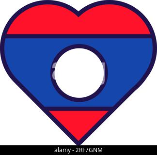 Patriot Heart in den Farben der nationalen Laos-Flagge. Festliches Element, Attribute des Laos-Unabhängigkeitstages. Cartoon-Vektorsymbol in den nationalen Farben von Country fl Stock Vektor