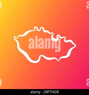 Weiße Umrisskarte der Tschechischen Republik auf orangefarbenem und purpurfarbenem Hintergrund. Stock Vektor